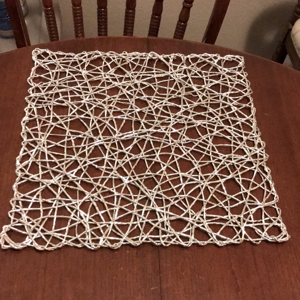 4 Silver square Z Gallerie placemats.  14x14 woven design